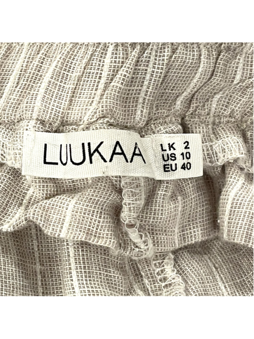 Luukaa Womens Size 10 Cropped Pants Pockets Beige Striped Linen Blend Stone - Picture 7 of 12